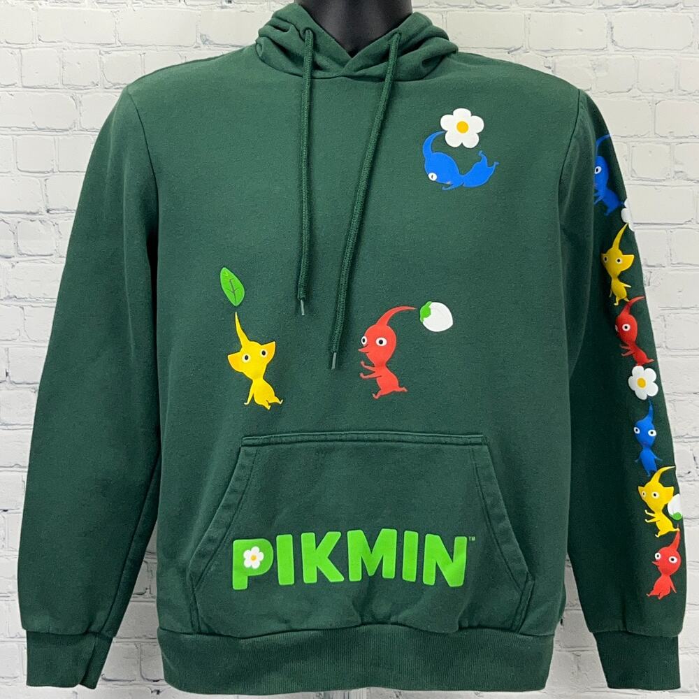 Nintendo Pikmin Logo Character Hoodie Sweatshirt S Small Green Hot Topic Gaming